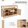 imageGiantex Buffet Server Sideboard Console Wood Dining Table Cupboard Table with 2 Cabinets 1 Drawer and 9 Wine Cabinets Storage Organizer Kitchen and Dining Room GrayNatural
