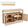 imageGiantex Buffet Server Sideboard Console Wood Dining Table Cupboard Table with 2 Cabinets 1 Drawer and 9 Wine Cabinets Storage Organizer Kitchen and Dining Room GrayNatural