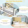 imageGiantex Bunk Bed Twin Over Twin Solid Wood Floor Bunk Bed with Ladder ampamp FullLength Guardrails House Shaped Bunk Beds for Kids Girls Boys Dormitory and Bedroom No Box Spring Needed