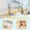 imageGiantex Bunk Bed Twin Over Twin Solid Wood Floor Bunk Bed with Ladder ampamp FullLength Guardrails House Shaped Bunk Beds for Kids Girls Boys Dormitory and Bedroom No Box Spring Needed