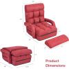 imageGiantex Chaise Lounge Chair Indoor Multipurpose Folding Armchair Couch Lounger with 6 Adjustable Position Integrated Armrests Lumbar Pillow Padded Seat Ergonomic Single Lazy Sofa Floor Chair RedRed