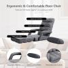 imageGiantex Chaise Lounge Chair Indoor Multipurpose Folding Armchair Couch Lounger with 6 Adjustable Position Integrated Armrests Lumbar Pillow Padded Seat Ergonomic Single Lazy Sofa Floor Chair RedGrey