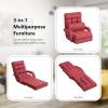 imageGiantex Chaise Lounge Chair Indoor Multipurpose Folding Armchair Couch Lounger with 6 Adjustable Position Integrated Armrests Lumbar Pillow Padded Seat Ergonomic Single Lazy Sofa Floor Chair RedRed