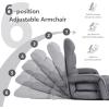 imageGiantex Chaise Lounge Chair Indoor Multipurpose Folding Armchair Couch Lounger with 6 Adjustable Position Integrated Armrests Lumbar Pillow Padded Seat Ergonomic Single Lazy Sofa Floor Chair RedGrey