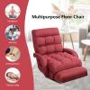 imageGiantex Chaise Lounge Chair Indoor Multipurpose Folding Armchair Couch Lounger with 6 Adjustable Position Integrated Armrests Lumbar Pillow Padded Seat Ergonomic Single Lazy Sofa Floor Chair RedRed