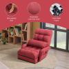 imageGiantex Chaise Lounge Chair Indoor Multipurpose Folding Armchair Couch Lounger with 6 Adjustable Position Integrated Armrests Lumbar Pillow Padded Seat Ergonomic Single Lazy Sofa Floor Chair RedRed