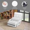 imageGiantex Chaise Lounge Chair Indoor Multipurpose Folding Armchair Couch Lounger with 6 Adjustable Position Integrated Armrests Lumbar Pillow Padded Seat Ergonomic Single Lazy Sofa Floor Chair RedWhite