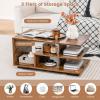 imageGiantex Coffee Table with Storage Modern Rectangular Accent Table with LShaped Middle Shelf Versatile 3Tier Cocktail Table Sofa Table Geometric Center Table for Living Room Rustic BrownRustic Brown