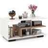 imageGiantex Coffee Table with Storage Modern Rectangular Accent Table with LShaped Middle Shelf Versatile 3Tier Cocktail Table Sofa Table Geometric Center Table for Living Room Rustic BrownNatural and White