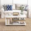 imageGiantex Coffee Table with Storage Modern Rectangular Accent Table with LShaped Middle Shelf Versatile 3Tier Cocktail Table Sofa Table Geometric Center Table for Living Room Rustic BrownNatural and White