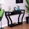 imageGiantex Console Hall Table for Entryway Small Space Sofa Side Table with Storage Drawer and Shelf Home Office Living Room Furniture Narrow Accent Hall Table Black