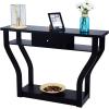 imageGiantex Console Hall Table for Entryway Small Space Sofa Side Table with Storage Drawer and Shelf Home Office Living Room Furniture Narrow Accent Hall Table Black