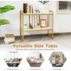 imageGiantex Console Table 2 Tier Narrow Entryway Table with Shelf Faux Marble Tabletop and Metal Frame Freestanding Skinny Sofa Side Table for Hallway Dining Room Living Room Foyer Tables Gold