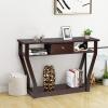 imageGiantex Console Table Easy Assembly Entryway Table WStorage Drawer and Bottom Shelf MuftiFunctional Home Furniture for Hallway Living Room Bedroom Office 47 Inch Accent Hall Table Gray WashCoffee