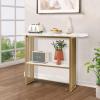 imageGiantex Console Table Sofa Table  48 Faux Marble Entryway Table 2Tier Narrow Couch Side Table with AntiToppling Kit Long Buffet Table for Kitchen Living Room Dining Room Hallway Entry Table