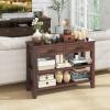 imageGiantex Console Table with 2 Drawers 3Tier Narrow Entryway Table with Storage 2 Open Shelves ampamp Solid Wood Legs Wooden Long Sofa Side Table Rectangular Entry Table for Home Living Room Hallway