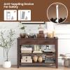 imageGiantex Console Table with 2 Drawers 3Tier Narrow Entryway Table with Storage 2 Open Shelves ampamp Solid Wood Legs Wooden Long Sofa Side Table Rectangular Entry Table for Home Living Room Hallway