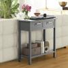 imageGiantex Console Table with Drawers Entry Table Narrow Sofa Table with Open Storage Shelf Wood Legs Foyer Table Entryway Table for Office Living Room Hallway Couch TableGrayGrey