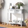 imageGiantex Console Table with Drawers Entry Table Narrow Sofa Table with Open Storage Shelf Wood Legs Foyer Table Entryway Table for Office Living Room Hallway Couch TableGrayWhite