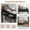 imageGiantex Console Table with Drawers Entry Table Narrow Sofa Table with Open Storage Shelf Wood Legs Foyer Table Entryway Table for Office Living Room Hallway Couch TableGrayBlack