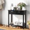 imageGiantex Console Table with Drawers Entry Table Narrow Sofa Table with Open Storage Shelf Wood Legs Foyer Table Entryway Table for Office Living Room Hallway Couch TableGrayBlack