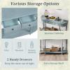 imageGiantex Console Table with Storage 52 Long Sofa Table with 2 Drawers Open Shelf Solid Wood Legs Narrow Entryway Table Vintage Behind Couch Entry Table for Living Room Hallway Foyer