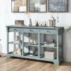imageGiantex Console Table with Storage 58 Long Sofa Table with 3 Drawers ampamp Open Shelves Solid Wood Legs Narrow Entryway Table Vintage Behind Couch Table for Living Room Hallway Entry Table BlueBlue