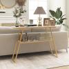 imageGiantex Console Table with Storage Shelf  44 Entryway Table Long Narrow Couch Table with Golden Metal Frame MarbleLike Board Foyer Table Sofa Side Table for Living Room Hallway Entry Table