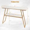 imageGiantex Console Table with Storage Shelf  44 Entryway Table Long Narrow Couch Table with Golden Metal Frame MarbleLike Board Foyer Table Sofa Side Table for Living Room Hallway Entry Table