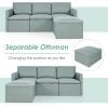 imageGiantex Convertible Sectional Sofa Couch Modern LShaped Sectional Couch 3Seat Sofa with Reversible Chaise Spring Support Large Weight Linen Fabric Corner Sofa Sets for Apartment DormGreen