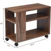 imageGiantex End Table 3Tier with Shelves and Wheels for Small Spaces Stable and Multifunctional Storage Organize Cart for Living RoomBedroom Office Nightstand 1 Brown