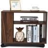 imageGiantex End Table 3Tier with Shelves and Wheels for Small Spaces Stable and Multifunctional Storage Organize Cart for Living RoomBedroom Office Nightstand 1 Brown