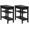 imageGiantex End Table with Drawer Narrow Side Table with 2Tier Open Storage Shelves Slim Side End Table Compact Nightstand Bedside Table for Living Room Bedroom Small Space BlackBlack