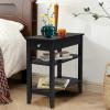 imageGiantex End Table with Drawer Narrow Side Table with 2Tier Open Storage Shelves Slim Side End Table Compact Nightstand Bedside Table for Living Room Bedroom Small Space BlackBlack