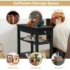 imageGiantex End Table with Drawer Narrow Side Table with 2Tier Open Storage Shelves Slim Side End Table Compact Nightstand Bedside Table for Living Room Bedroom Small Space BlackBlack
