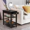 imageGiantex End Table with Drawer Narrow Side Table with 2Tier Open Storage Shelves Slim Side End Table Compact Nightstand Bedside Table for Living Room Bedroom Small Space BlackEspresso