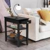 imageGiantex End Table with Drawer Narrow Side Table with 2Tier Open Storage Shelves Slim Side End Table Compact Nightstand Bedside Table for Living Room Bedroom Small Space BlackBlack