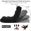 imageGiantex Floor Chairs for Adults  Floor Gaming Chair with Back Support Coral Velvet 14 Adjustable Position Thick Sponge Padding Floor Seating Lounge for Reading Watching TV Meditation BlackBlack
