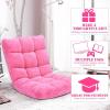 imageGiantex Floor Chairs for Adults  Floor Gaming Chair with Back Support Coral Velvet 14 Adjustable Position Thick Sponge Padding Floor Seating Lounge for Reading Watching TV Meditation BlackPink
