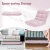 imageGiantex Floor Chairs for Adults  Floor Gaming Chair with Back Support Coral Velvet 14 Adjustable Position Thick Sponge Padding Floor Seating Lounge for Reading Watching TV Meditation BlackLight Pink