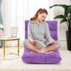 imageGiantex Floor Chairs for Adults  Floor Gaming Chair with Back Support Coral Velvet 14 Adjustable Position Thick Sponge Padding Floor Seating Lounge for Reading Watching TV Meditation BlackPurple
