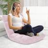 imageGiantex Floor Chairs for Adults  Floor Gaming Chair with Back Support Coral Velvet 14 Adjustable Position Thick Sponge Padding Floor Seating Lounge for Reading Watching TV Meditation BlackLight Pink
