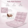 imageGiantex Floor Chairs for Adults  Floor Gaming Chair with Back Support Coral Velvet 14 Adjustable Position Thick Sponge Padding Floor Seating Lounge for Reading Watching TV Meditation BlackLight Pink