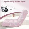 imageGiantex Floor Chairs for Adults  Floor Gaming Chair with Back Support Coral Velvet 14 Adjustable Position Thick Sponge Padding Floor Seating Lounge for Reading Watching TV Meditation BlackLight Pink