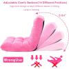 imageGiantex Floor Chairs for Adults  Floor Gaming Chair with Back Support Coral Velvet 14 Adjustable Position Thick Sponge Padding Floor Seating Lounge for Reading Watching TV Meditation BlackPink