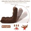 imageGiantex Floor Chairs for Adults  Floor Gaming Chair with Back Support Coral Velvet 14 Adjustable Position Thick Sponge Padding Floor Seating Lounge for Reading Watching TV Meditation BlackBrown