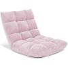 imageGiantex Floor Chairs for Adults  Floor Gaming Chair with Back Support Coral Velvet 14 Adjustable Position Thick Sponge Padding Floor Seating Lounge for Reading Watching TV Meditation BlackLight Pink