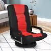 imageGiantex Floor Gaming Chair 360 Degree Swivel Floor Chair with Armrests 6 Adjustable Position Padded Backrest Folding Floor Chair Rocker for Games Lazy Sofa Lounger Gaming Chair Floor BlackGrayRed  Black