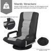 imageGiantex Floor Gaming Chair 360 Degree Swivel Floor Chair with Armrests 6 Adjustable Position Padded Backrest Folding Floor Chair Rocker for Games Lazy Sofa Lounger Gaming Chair Floor BlackGrayBlackGray
