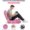 imageGiantex Floor Sofa Chair Video Gaming Chair with 14 Adjustable Position Padded Back Support Floor Cushioned Seat Folding Lazy Chair for Meditation Reading Watching Living Room ReclinerBluePink